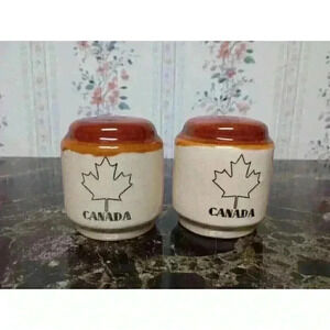 Vintage Salt  & Pepper Shakers- Canada,  Ceramic Souvenir Brown